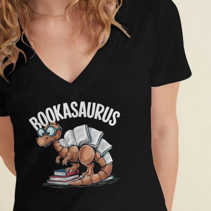 Book Dinosaur T-Rex Bookworm Dino Book Reading Women's Jersey Short Sleeve Deep V-Neck Tshirt Book Dinosaur T-Rex Bookworm Dino Book Reading Women's Jersey Short Sleeve Deep V-Neck Tshirt
