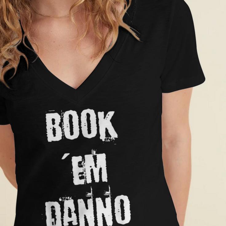 Book 'Em Danno Women's Jersey Short Sleeve Deep V-Neck Tshirt