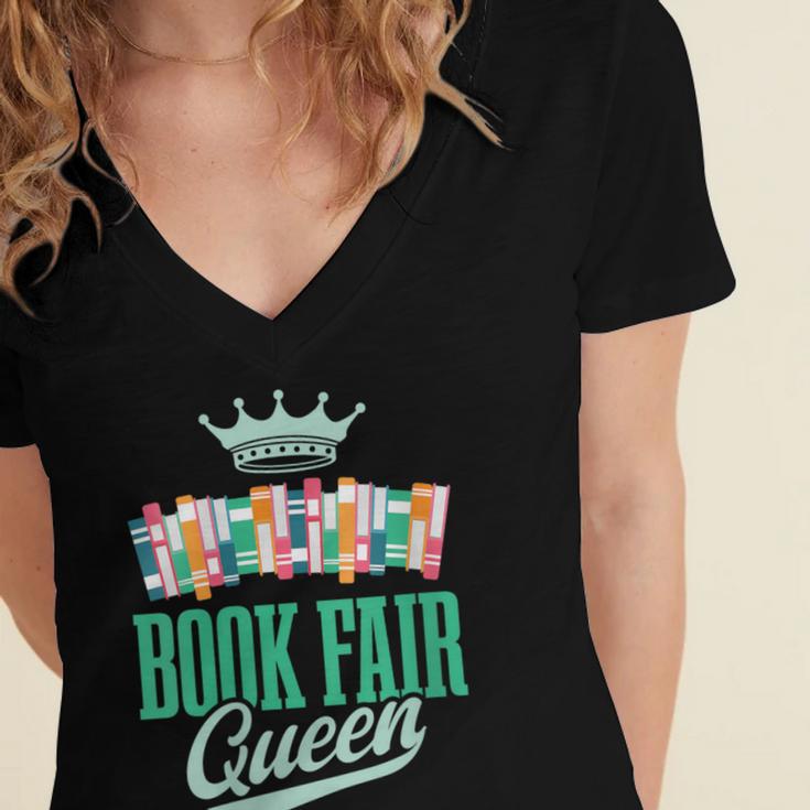 Book Fair Queen Literature School Book Fair Event Women's Jersey Short Sleeve Deep V-Neck Tshirt Book Fair Queen Literature School Book Fair Event Women's Jersey Short Sleeve Deep V-Neck Tshirt