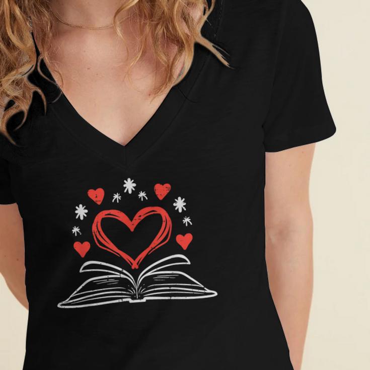 Book Heart Read Book Reading Librarian Men Women Kids Women's Jersey Short Sleeve Deep V-Neck Tshirt Book Heart Read Book Reading Librarian Men Women Kids Women's Jersey Short Sleeve Deep V-Neck Tshirt