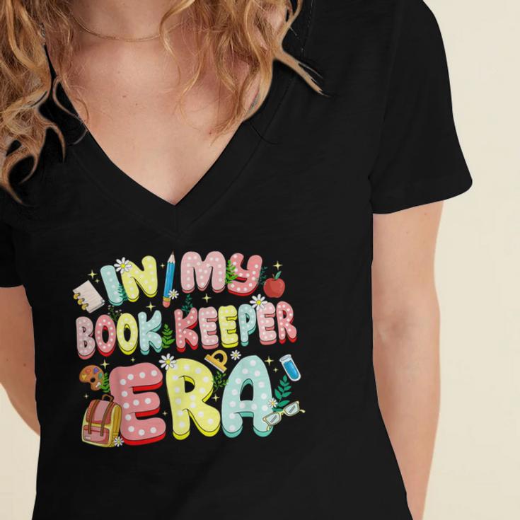 In My Book Keeper Era Librarian School Women's Jersey Short Sleeve Deep V-Neck Tshirt In My Book Keeper Era Librarian School Women's Jersey Short Sleeve Deep V-Neck Tshirt