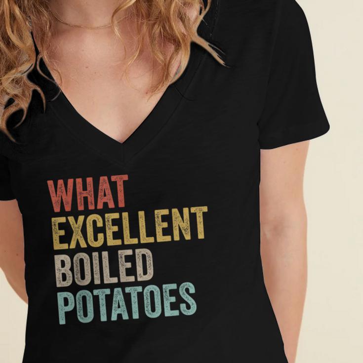 Book Lover Austen Literature What Excellent Boiled Potatoes Women's Jersey Short Sleeve Deep V-Neck Tshirt