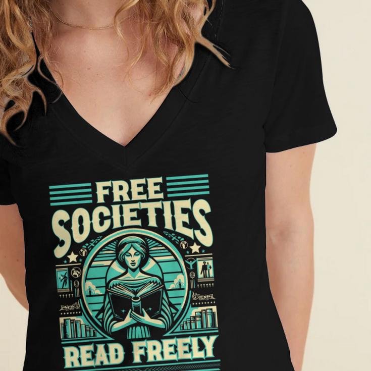 Book Lover Banned Books Reading Banned Books Women's Jersey Short Sleeve Deep V-Neck Tshirt