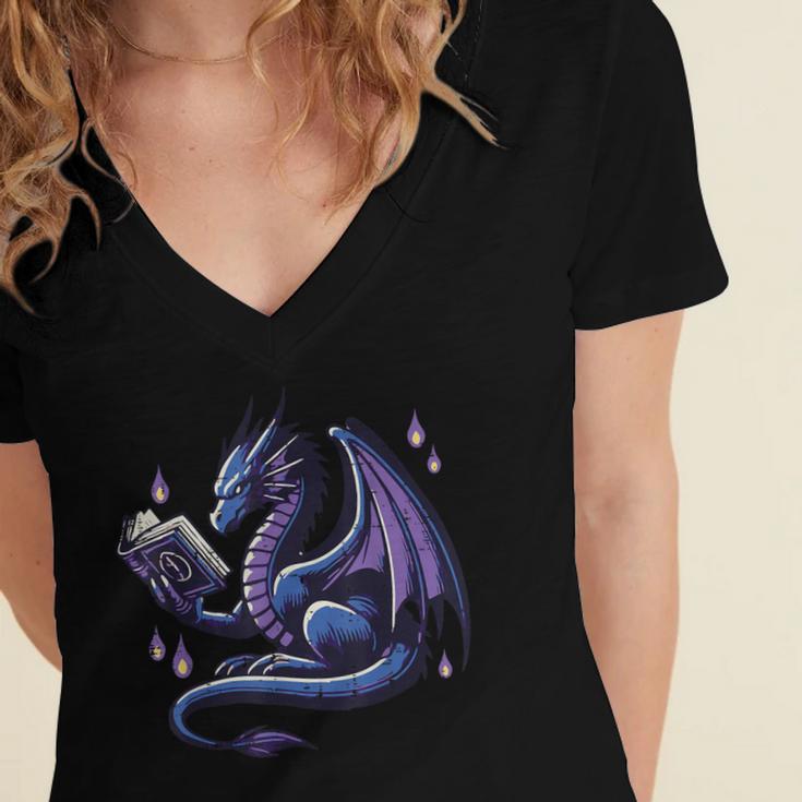 Book Lover Dragon Reading Cool Fantasy Women Girls Kids Men Women's Jersey Short Sleeve Deep V-Neck Tshirt Book Lover Dragon Reading Cool Fantasy Women Girls Kids Men Women's Jersey Short Sleeve Deep V-Neck Tshirt