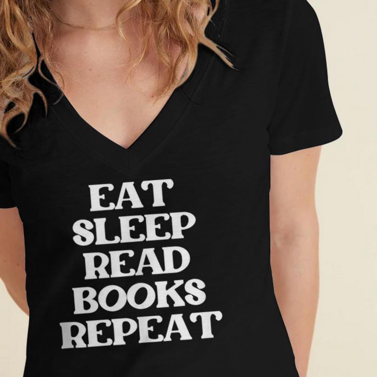 Book Lover Book Eat Sleep Read Books Repeat Women's Jersey Short Sleeve Deep V-Neck Tshirt Book Lover Book Eat Sleep Read Books Repeat Women's Jersey Short Sleeve Deep V-Neck Tshirt