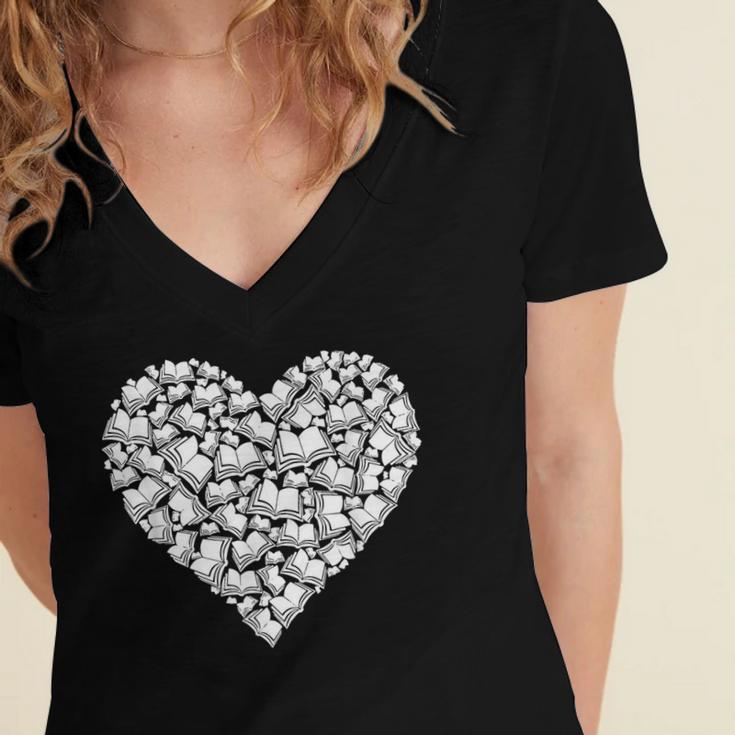 Book Lover Heart Shape Reading Librarian Library Teacher Women's Jersey Short Sleeve Deep V-Neck Tshirt Book Lover Heart Shape Reading Librarian Library Teacher Women's Jersey Short Sleeve Deep V-Neck Tshirt