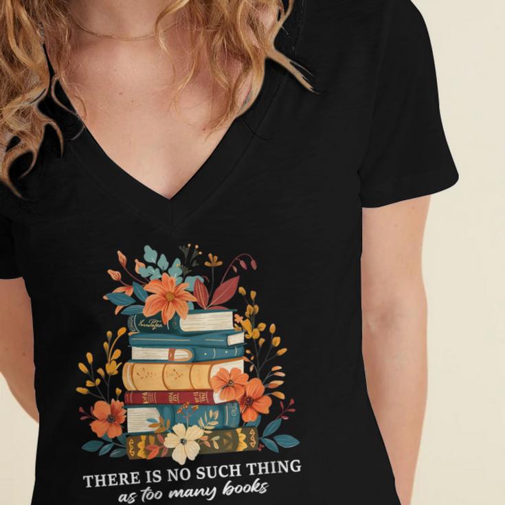 Book Lover Librarian Reading Library Readers Women's Jersey Short Sleeve Deep V-Neck Tshirt