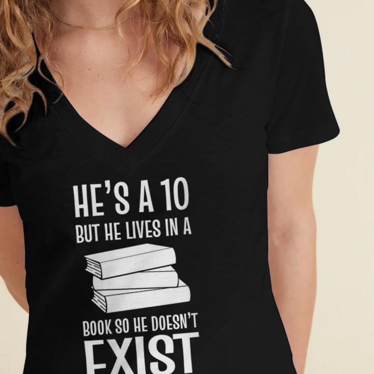 Book Lover Quotes Book Enthusiast Women's Jersey Short Sleeve Deep V-Neck Tshirt