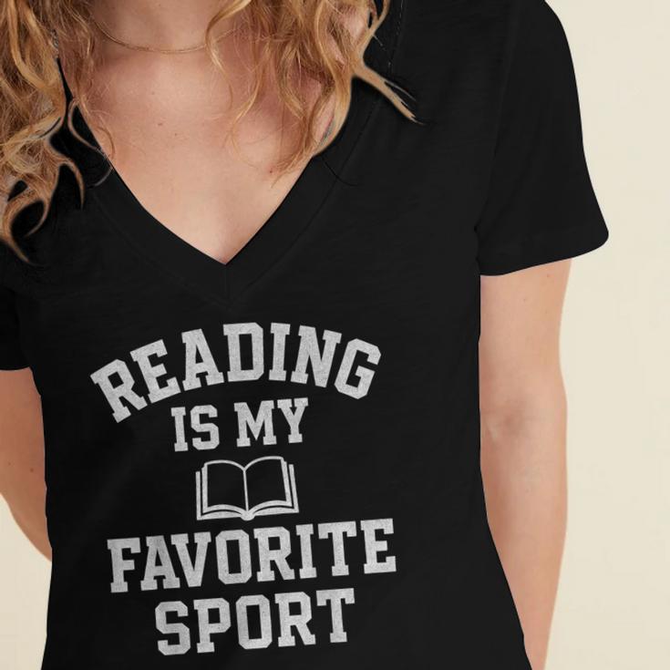 Book Lover Reading For Teachers Students Librarians Women's Jersey Short Sleeve Deep V-Neck Tshirt