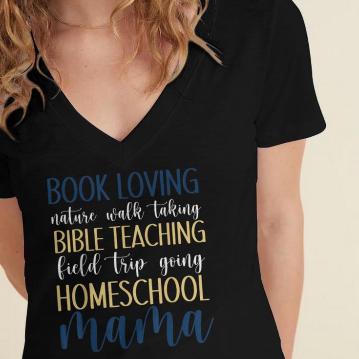 Book Loving Nature Walk Taking Bible Teaching Field Trip Women's Jersey Short Sleeve Deep V-Neck Tshirt