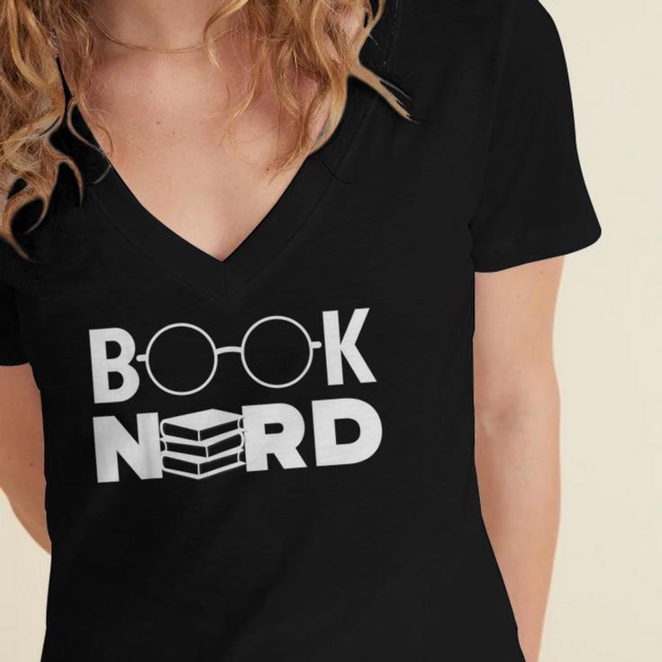 Book Nerd Book Club Bookworm Reading Lover Humor Women's Jersey Short Sleeve Deep V-Neck Tshirt
