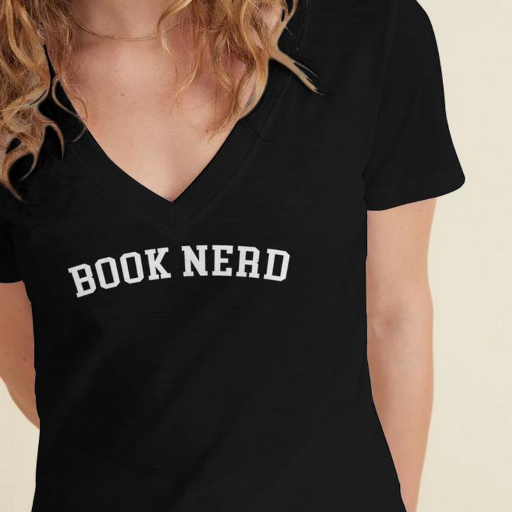 Book Nerd Women's Jersey Short Sleeve Deep V-Neck Tshirt