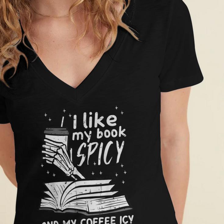 I Like My Book Spicy Read Reading Librarian Men Women Kids Women's Jersey Short Sleeve Deep V-Neck Tshirt I Like My Book Spicy Read Reading Librarian Men Women Kids Women's Jersey Short Sleeve Deep V-Neck Tshirt