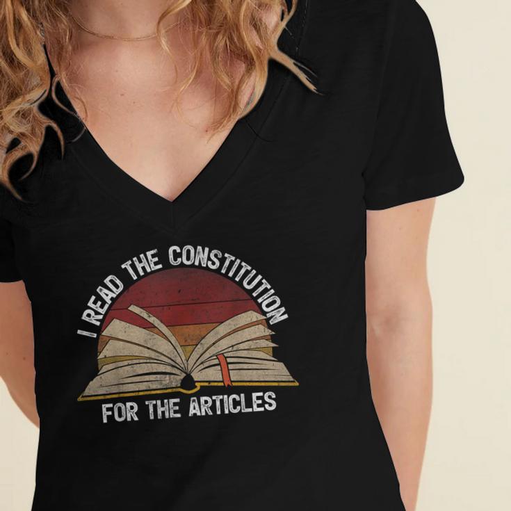 Book Vintage I Read The Constitution For The Articles Women's Jersey Short Sleeve Deep V-Neck Tshirt