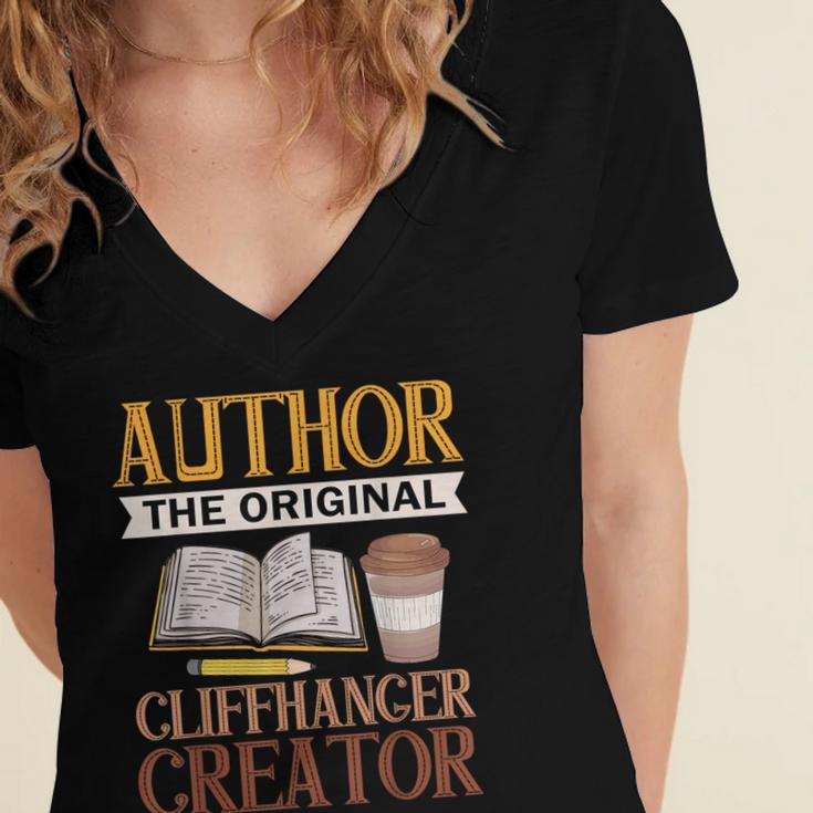 Book Writer Cliffhanger Creator Author Book Writing Novelist Women's Jersey Short Sleeve Deep V-Neck Tshirt Book Writer Cliffhanger Creator Author Book Writing Novelist Women's Jersey Short Sleeve Deep V-Neck Tshirt