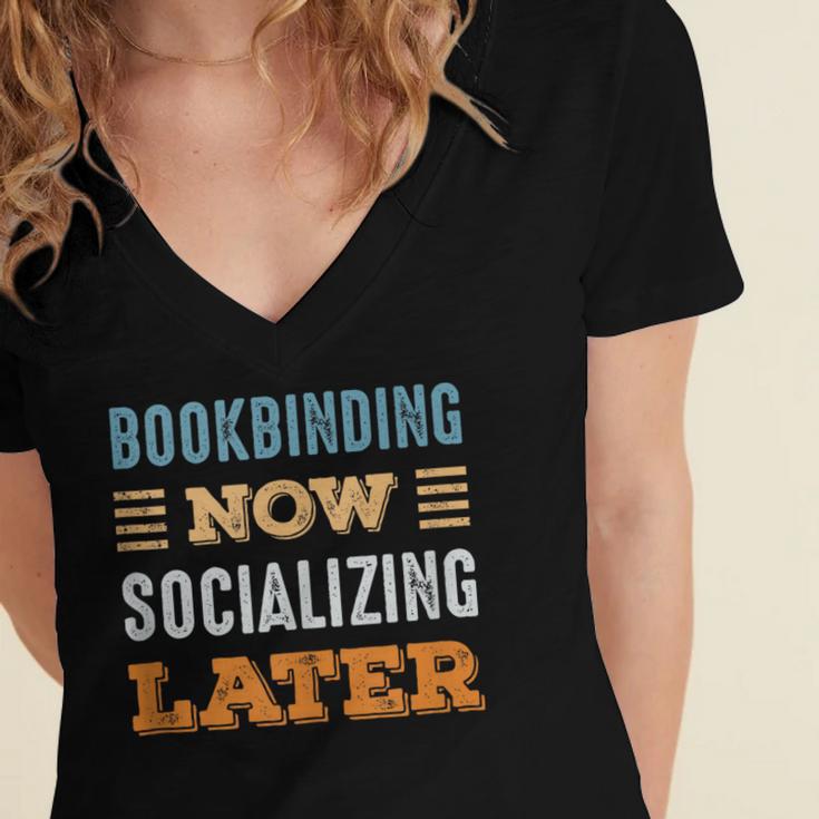 Bookbinding Now Minimal Socializing Introvert Vintage Women's Jersey Short Sleeve Deep V-Neck Tshirt Bookbinding Now Minimal Socializing Introvert Vintage Women's Jersey Short Sleeve Deep V-Neck Tshirt