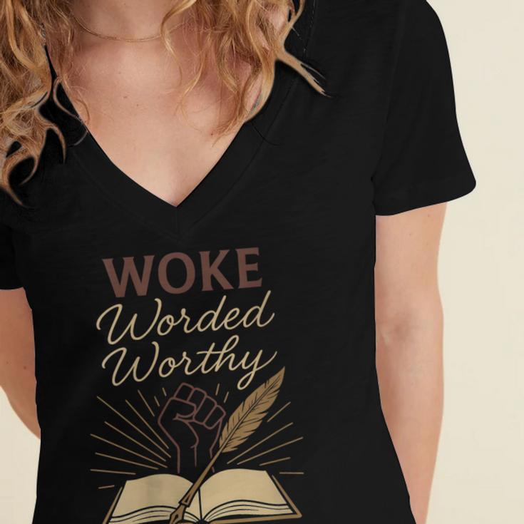 And Booked Afro Literary Pride Book Club Culture Women's Jersey Short Sleeve Deep V-Neck Tshirt And Booked Afro Literary Pride Book Club Culture Women's Jersey Short Sleeve Deep V-Neck Tshirt