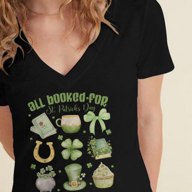 ALL Booked For St Patricks Day Bookish Leprechaun Bookworm Women's Jersey Short Sleeve Deep V-Neck Tshirt ALL Booked For St Patricks Day Bookish Leprechaun Bookworm Women's Jersey Short Sleeve Deep V-Neck Tshirt