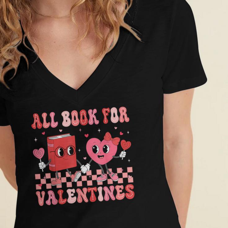 All Booked For Valentine Book Librarian Teacher Women Kids Women's Jersey Short Sleeve Deep V-Neck Tshirt All Booked For Valentine Book Librarian Teacher Women Kids Women's Jersey Short Sleeve Deep V-Neck Tshirt