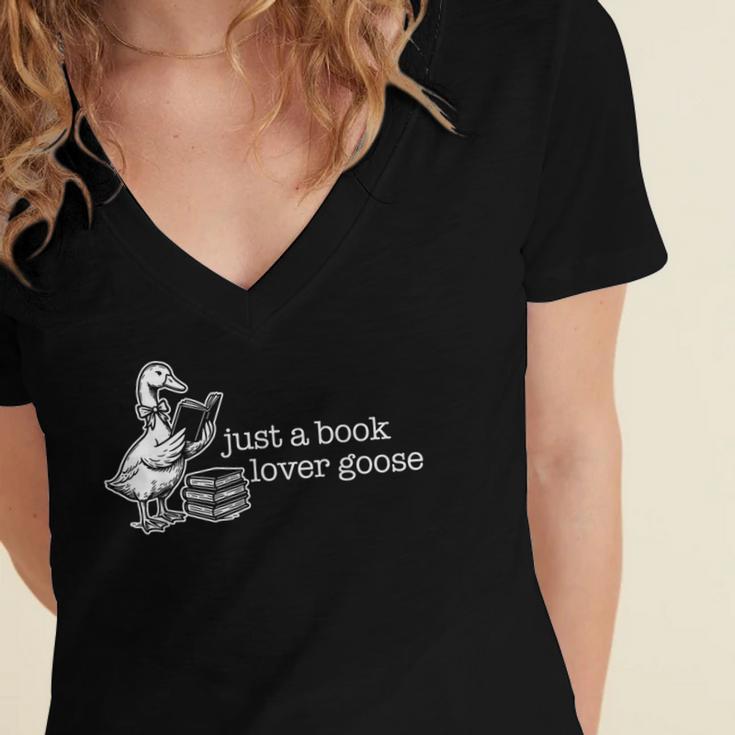 Bookish Club Silly Lover Book Reader Reading Gift Women's Jersey Short Sleeve Deep V-Neck Tshirt