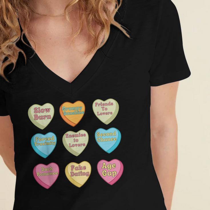 Bookish Romance Tropes Smut Reader Spicy Book Lover Women's Jersey Short Sleeve Deep V-Neck Tshirt Bookish Romance Tropes Smut Reader Spicy Book Lover Women's Jersey Short Sleeve Deep V-Neck Tshirt