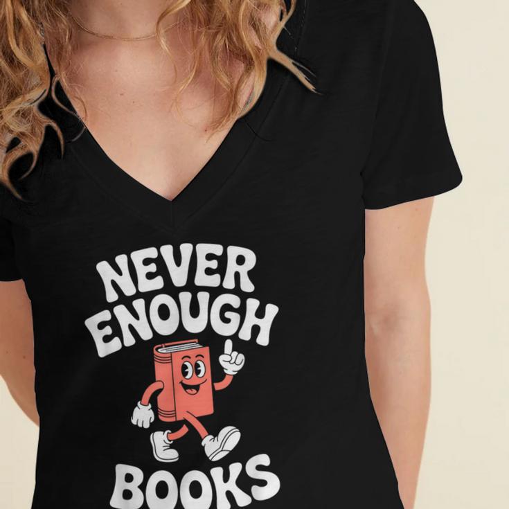 Books Or Book Reading Retro Women's Jersey Short Sleeve Deep V-Neck Tshirt