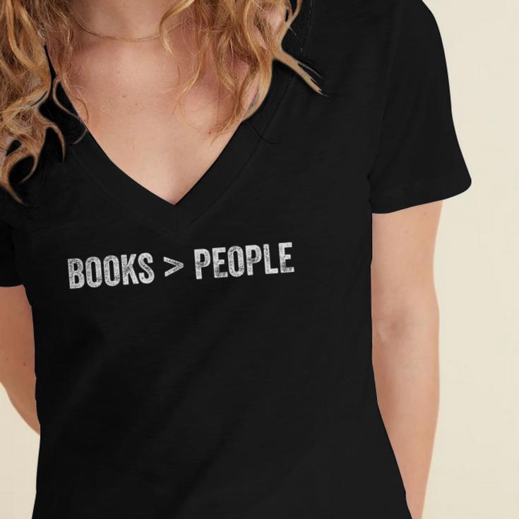 Books Are Greater Than People Women's Jersey Short Sleeve Deep V-Neck Tshirt Books Are Greater Than People Women's Jersey Short Sleeve Deep V-Neck Tshirt