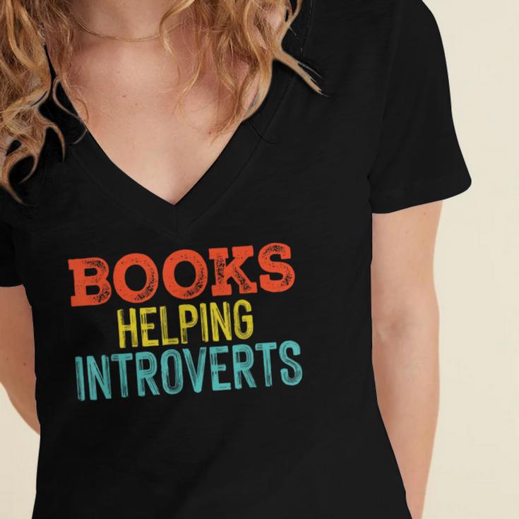 Books Helping Introverts I Introvert Women's Jersey Short Sleeve Deep V-Neck Tshirt Books Helping Introverts I Introvert Women's Jersey Short Sleeve Deep V-Neck Tshirt