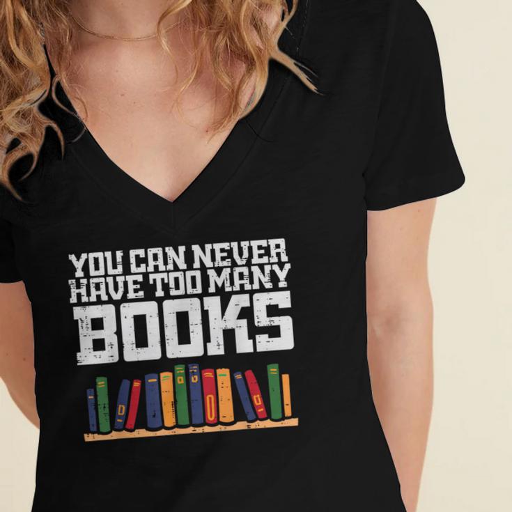 Never Too Many Books Read Book Reading Librarian Men Women Women's Jersey Short Sleeve Deep V-Neck Tshirt Never Too Many Books Read Book Reading Librarian Men Women Women's Jersey Short Sleeve Deep V-Neck Tshirt
