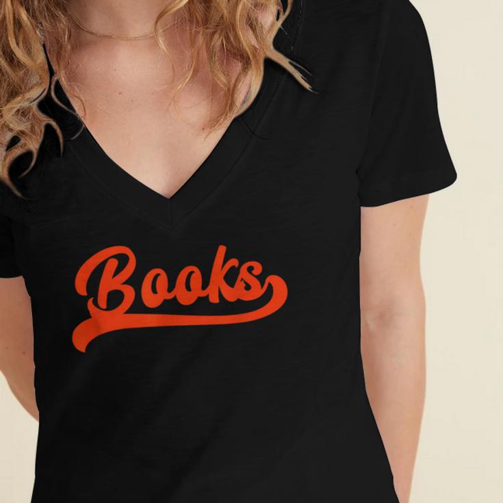 Books Reader Librarian Book Lover Bookworm Library Reading Women's Jersey Short Sleeve Deep V-Neck Tshirt