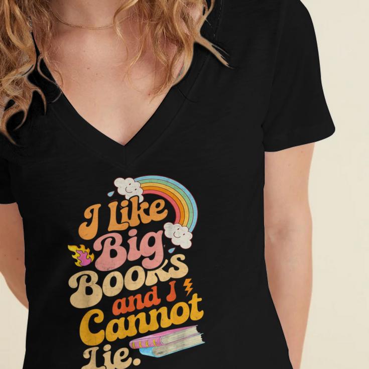 Books Reading Lover Bookworm Nerd Librarian Book Reader Women's Jersey Short Sleeve Deep V-Neck Tshirt