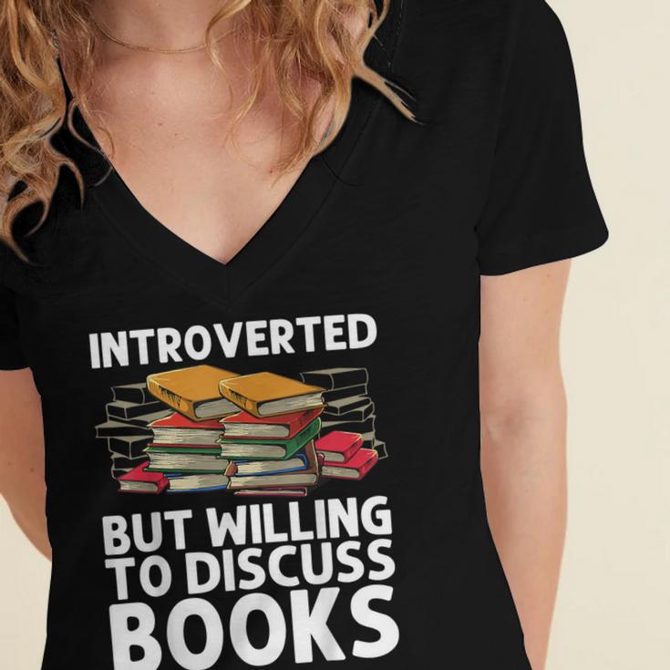 Bookworm Art For Men Women Book Reading Lover Bookish Women's Jersey Short Sleeve Deep V-Neck Tshirt