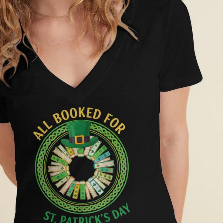 Bookworm Irish All Booked For St Patrick's Day Book Lover Women's Jersey Short Sleeve Deep V-Neck Tshirt Bookworm Irish All Booked For St Patrick's Day Book Lover Women's Jersey Short Sleeve Deep V-Neck Tshirt