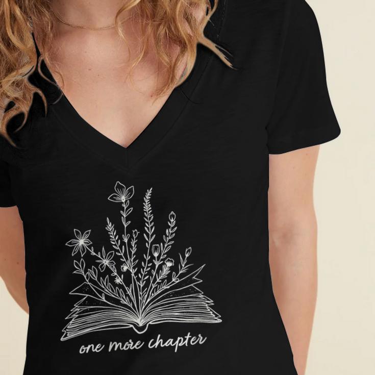 Bookworm One More Chapter Cozy Reader Minimalist Book Lover Women's Jersey Short Sleeve Deep V-Neck Tshirt Bookworm One More Chapter Cozy Reader Minimalist Book Lover Women's Jersey Short Sleeve Deep V-Neck Tshirt