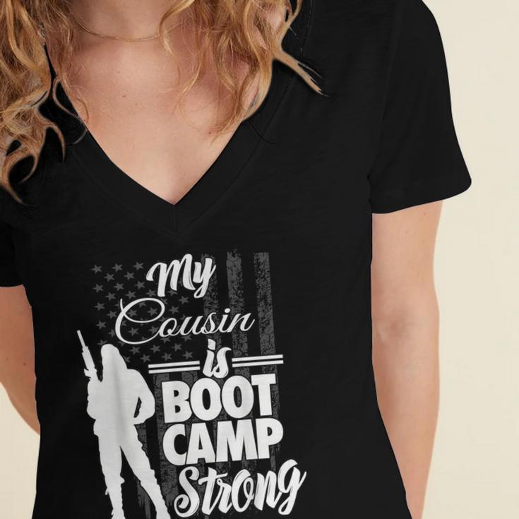 Boot Camp Graduation Military Cousin Support Tee Women's Jersey Short Sleeve Deep V-Neck Tshirt