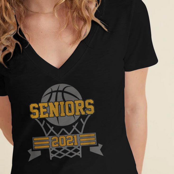 Boys Basketball Senior Class Of 2021 Teenage Graduation Women's Jersey Short Sleeve Deep V-Neck Tshirt