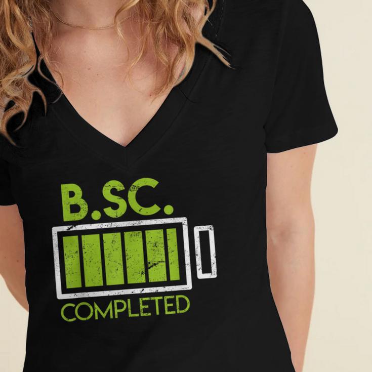 Bsc Completed Bachelor Of Science Graduation 2025 Women's Jersey Short Sleeve Deep V-Neck Tshirt