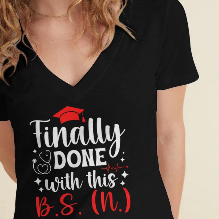 BSN Bachelor Of Science In Nursing Graduation Women's Jersey Short Sleeve Deep V-Neck Tshirt