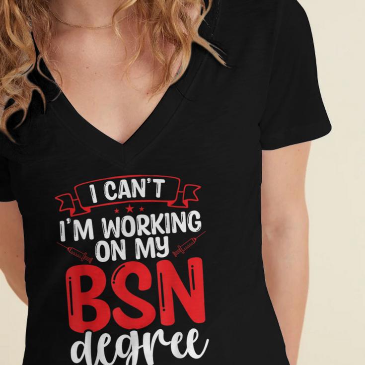 BSN Nurse Graduation Essentials BSN Nursing School Student Women's Jersey Short Sleeve Deep V-Neck Tshirt
