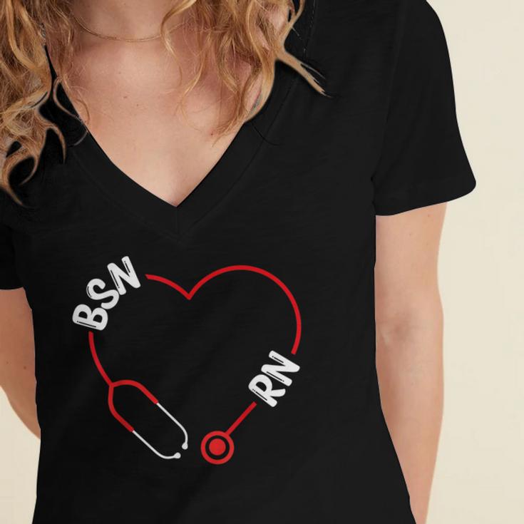 BSN RN Nurse Graduation Nursing Essentials BSN Nurses Women's Jersey Short Sleeve Deep V-Neck Tshirt