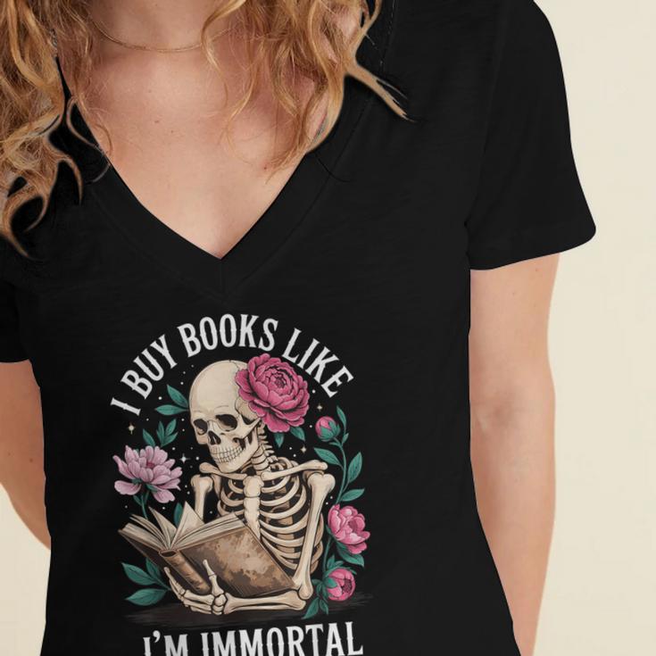 I Buy Books Like I'm Immortal Women's Jersey Short Sleeve Deep V-Neck Tshirt