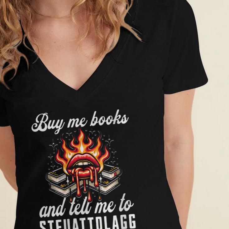 Buy Me Books And Tell Me To STFUATTDLAGG Booktok Women's Jersey Short Sleeve Deep V-Neck Tshirt