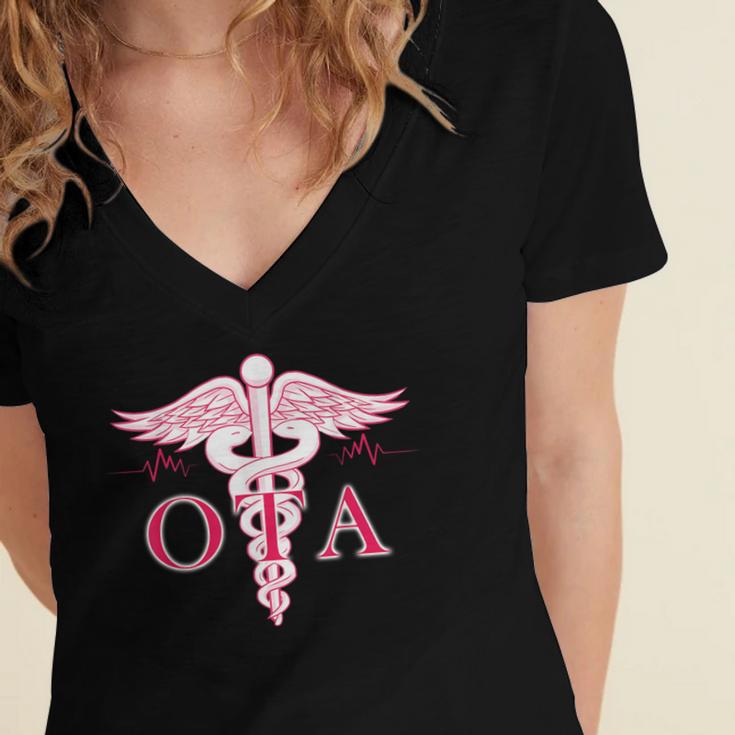 Caduceus Shirt Occupational Therapist Assistant Graduation Women's Jersey Short Sleeve Deep V-Neck Tshirt