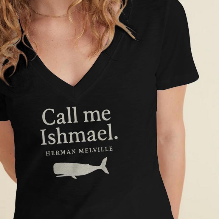 Call Me Ishmael Moby Dick Quote Shirt For Book Lovers Women's Jersey Short Sleeve Deep V-Neck Tshirt