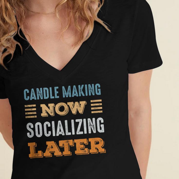 Candle Making Now Minimal Socializing Introvert Vintage Women's Jersey Short Sleeve Deep V-Neck Tshirt Candle Making Now Minimal Socializing Introvert Vintage Women's Jersey Short Sleeve Deep V-Neck Tshirt
