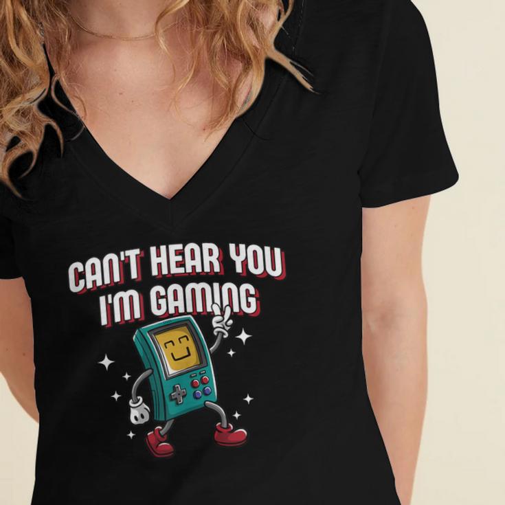 Cant Hear You Im Gaming Introvert Gamer Antisocial Women's Jersey Short Sleeve Deep V-Neck Tshirt Cant Hear You Im Gaming Introvert Gamer Antisocial Women's Jersey Short Sleeve Deep V-Neck Tshirt