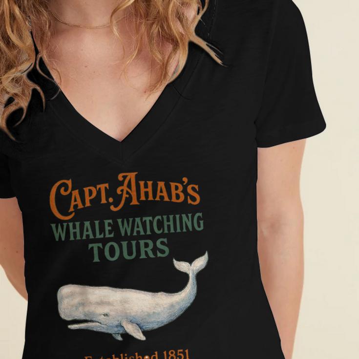 Captain Ahab’s Whale Watching Tours – Moby Book Parody Women's Jersey Short Sleeve Deep V-Neck Tshirt Captain Ahab’s Whale Watching Tours – Moby Book Parody Women's Jersey Short Sleeve Deep V-Neck Tshirt