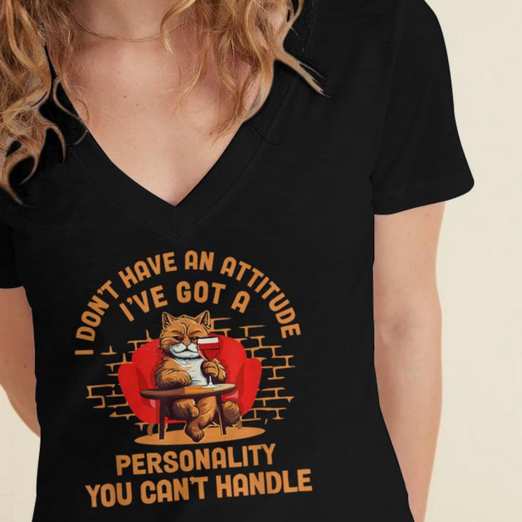 Cat Drinking Wine Solitude Party Introvert Personality For Men Women Women's Jersey Short Sleeve Deep V-Neck Tshirt Cat Drinking Wine Solitude Party Introvert Personality For Men Women Women's Jersey Short Sleeve Deep V-Neck Tshirt