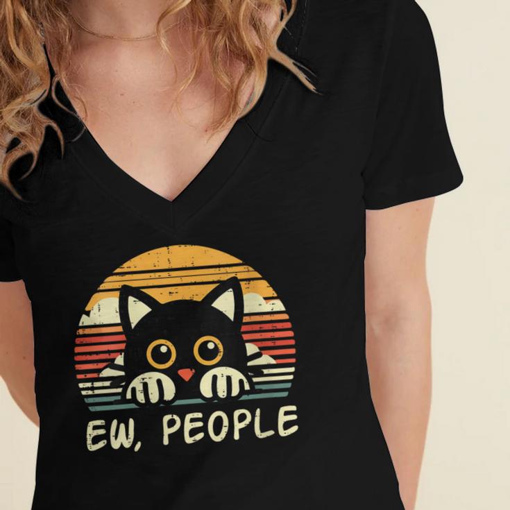 Cat Eww People Introvert Meme Women Men Kids Women's Jersey Short Sleeve Deep V-Neck Tshirt Cat Eww People Introvert Meme Women Men Kids Women's Jersey Short Sleeve Deep V-Neck Tshirt