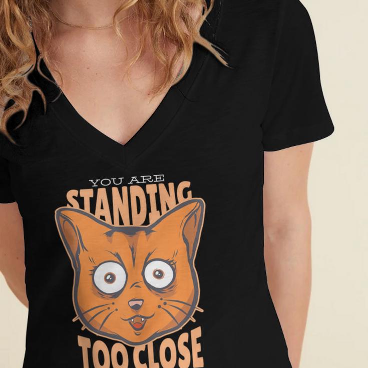 Cat Lover Antisocial Too Close Introvert People Hater Women's Jersey Short Sleeve Deep V-Neck Tshirt Cat Lover Antisocial Too Close Introvert People Hater Women's Jersey Short Sleeve Deep V-Neck Tshirt